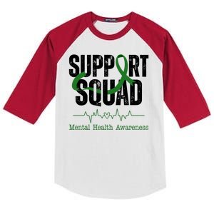 Support Squad Mental Health Awareness Heartbeat Ribbon Kids Colorblock Raglan Jersey