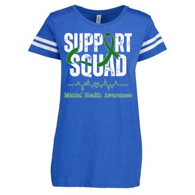 Support Squad Mental Health Awareness Heartbeat Ribbon Enza Ladies Jersey Football T-Shirt