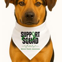 Support Squad Mental Health Awareness Heartbeat Ribbon USA-Made Doggie Bandana