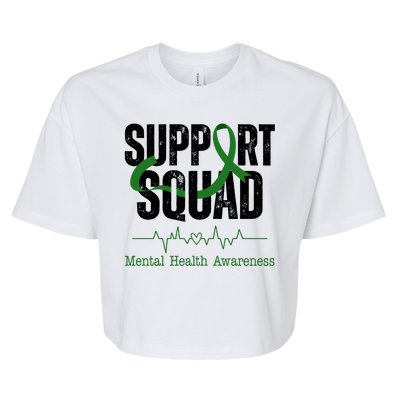 Support Squad Mental Health Awareness Heartbeat Ribbon Bella+Canvas Jersey Crop Tee