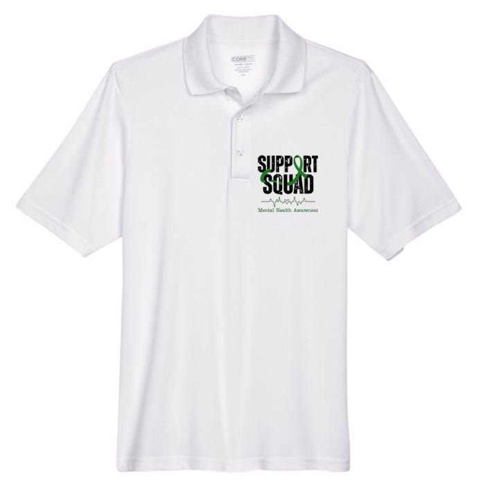 Support Squad Mental Health Awareness Heartbeat Ribbon Men's Origin Performance Pique Polo