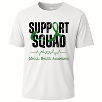 Support Squad Mental Health Awareness Heartbeat Ribbon Cooling Performance Crew T-Shirt