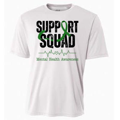 Support Squad Mental Health Awareness Heartbeat Ribbon Cooling Performance Crew T-Shirt