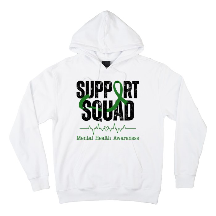 Support Squad Mental Health Awareness Heartbeat Ribbon Hoodie