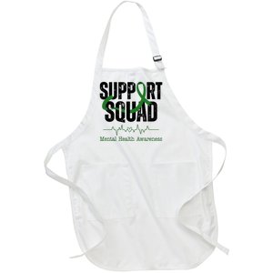 Support Squad Mental Health Awareness Heartbeat Ribbon Full-Length Apron With Pockets