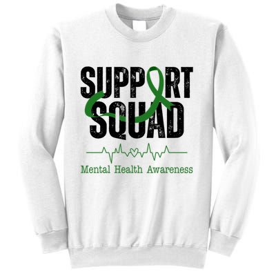 Support Squad Mental Health Awareness Heartbeat Ribbon Sweatshirt