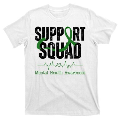 Support Squad Mental Health Awareness Heartbeat Ribbon T-Shirt