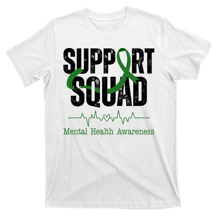 Support Squad Mental Health Awareness Heartbeat Ribbon T-Shirt