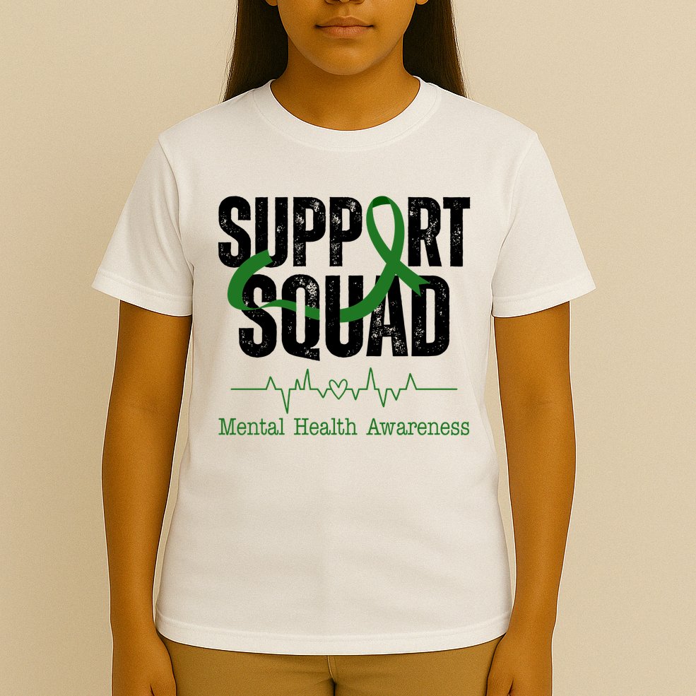 Support Squad Mental Health Awareness Heartbeat Ribbon T-Shirt