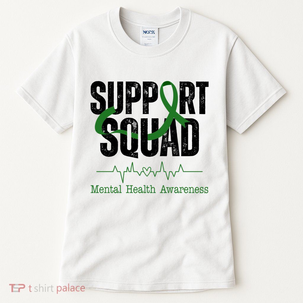 Support Squad Mental Health Awareness Heartbeat Ribbon Tall T-Shirt