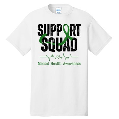 Support Squad Mental Health Awareness Heartbeat Ribbon Tall T-Shirt