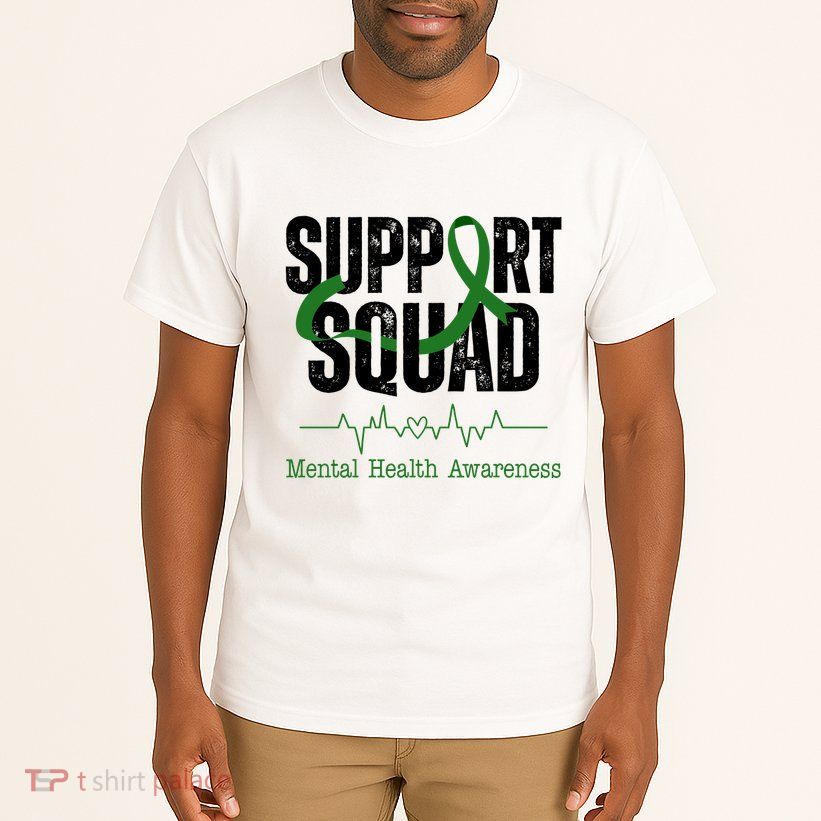 Support Squad Mental Health Awareness Heartbeat Ribbon Tall T-Shirt