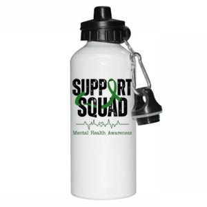 Support Squad Mental Health Awareness Heartbeat Ribbon Aluminum Water Bottle