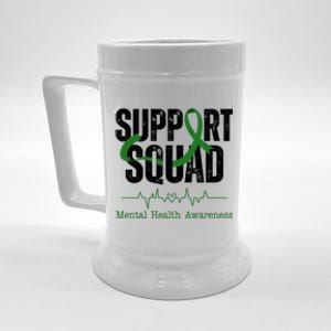 Support Squad Mental Health Awareness Heartbeat Ribbon Beer Stein