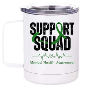 Support Squad Mental Health Awareness Heartbeat Ribbon 12 oz Stainless Steel Tumbler Cup