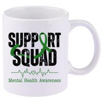 Support Squad Mental Health Awareness Heartbeat Ribbon 11oz C Handle Ceramic Mug
