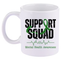 Support Squad Mental Health Awareness Heartbeat Ribbon 11oz C Handle Ceramic Mug