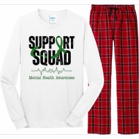 Support Squad Mental Health Awareness Heartbeat Ribbon Long Sleeve Pajama Set