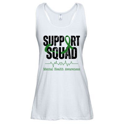 Support Squad Mental Health Awareness Heartbeat Ribbon Ladies Essential Flowy Tank