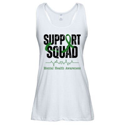 Support Squad Mental Health Awareness Heartbeat Ribbon Ladies Essential Flowy Tank