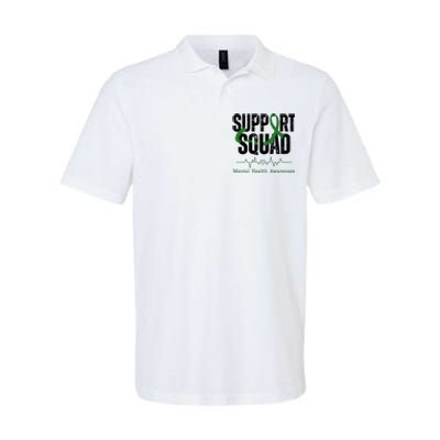 Support Squad Mental Health Awareness Heartbeat Ribbon Softstyle Adult Sport Polo