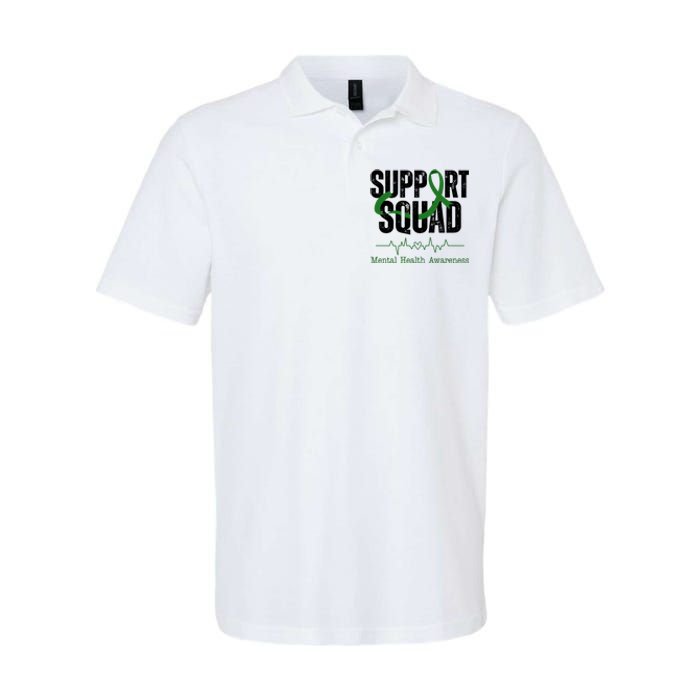 Support Squad Mental Health Awareness Heartbeat Ribbon Softstyle Adult Sport Polo