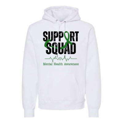 Support Squad Mental Health Awareness Heartbeat Ribbon Premium Hoodie