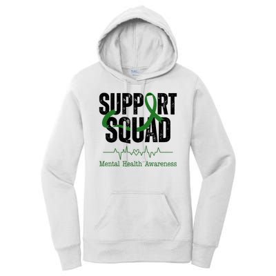 Support Squad Mental Health Awareness Heartbeat Ribbon Women's Pullover Hoodie