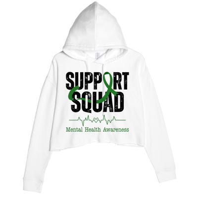 Support Squad Mental Health Awareness Heartbeat Ribbon Crop Fleece Hoodie