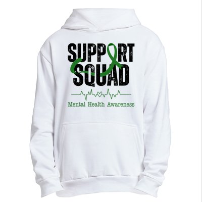 Support Squad Mental Health Awareness Heartbeat Ribbon Urban Pullover Hoodie