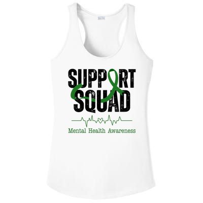 Support Squad Mental Health Awareness Heartbeat Ribbon Ladies PosiCharge Competitor Racerback Tank