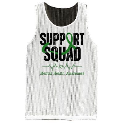 Support Squad Mental Health Awareness Heartbeat Ribbon Mesh Reversible Basketball Jersey Tank