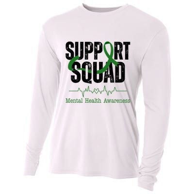 Support Squad Mental Health Awareness Heartbeat Ribbon Cooling Performance Long Sleeve Crew