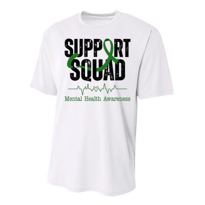 Support Squad Mental Health Awareness Heartbeat Ribbon Performance Sprint T-Shirt