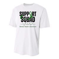 Support Squad Mental Health Awareness Heartbeat Ribbon Youth Performance Sprint T-Shirt