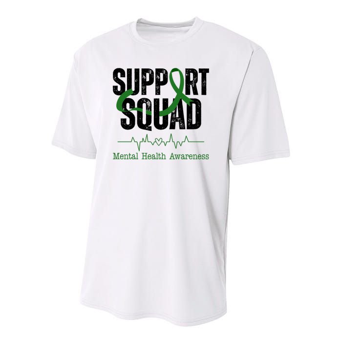 Support Squad Mental Health Awareness Heartbeat Ribbon Youth Performance Sprint T-Shirt