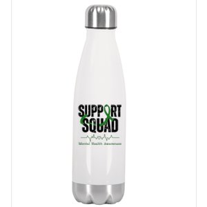 Support Squad Mental Health Awareness Heartbeat Ribbon Stainless Steel Insulated Water Bottle