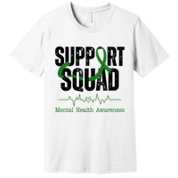 Support Squad Mental Health Awareness Heartbeat Ribbon Premium T-Shirt