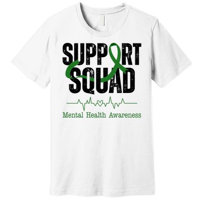 Support Squad Mental Health Awareness Heartbeat Ribbon Premium T-Shirt