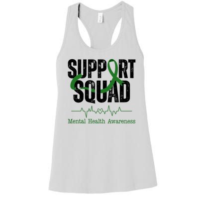 Support Squad Mental Health Awareness Heartbeat Ribbon Women's Racerback Tank