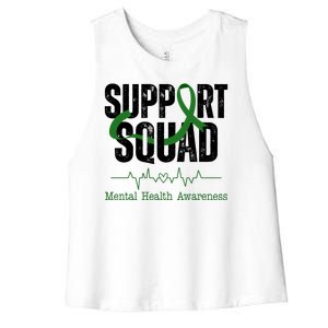 Support Squad Mental Health Awareness Heartbeat Ribbon Women's Racerback Cropped Tank