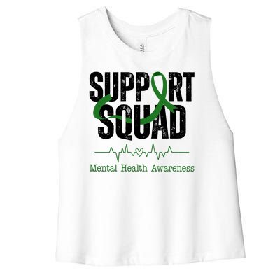 Support Squad Mental Health Awareness Heartbeat Ribbon Women's Racerback Cropped Tank