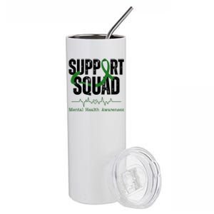 Support Squad Mental Health Awareness Heartbeat Ribbon Stainless Steel Tumbler