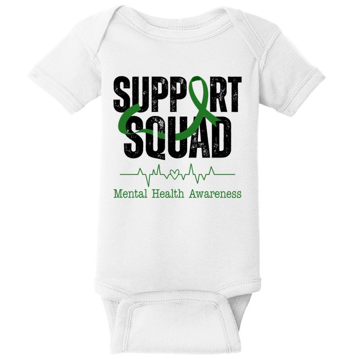 Support Squad Mental Health Awareness Heartbeat Ribbon Baby Bodysuit