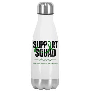 Support Squad Mental Health Awareness Heartbeat Ribbon Stainless Steel Insulated Water Bottle