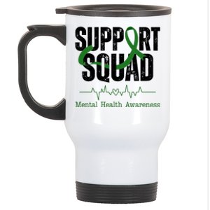 Support Squad Mental Health Awareness Heartbeat Ribbon Stainless Steel Travel Mug