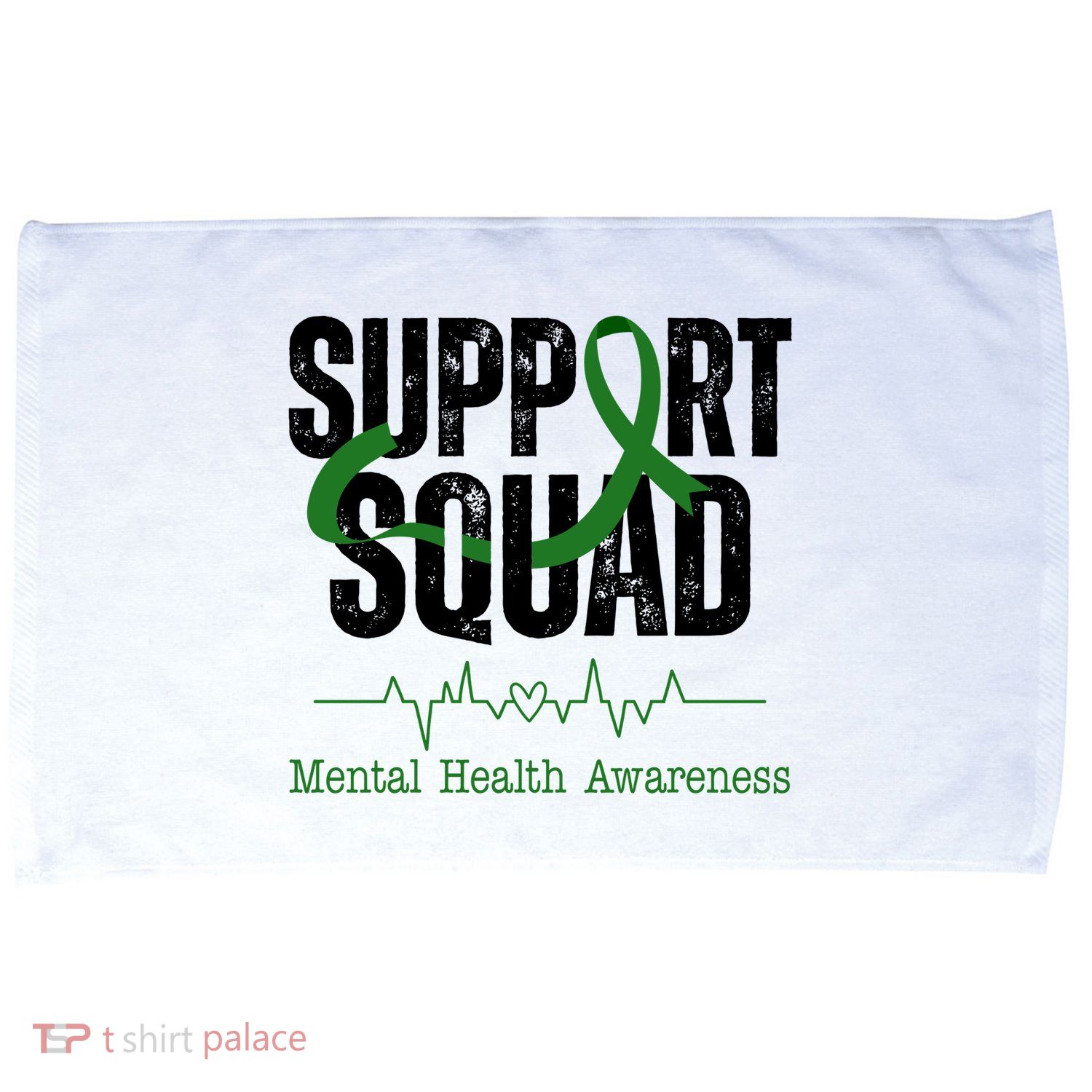 Support Squad Mental Health Awareness Heartbeat Ribbon Microfiber Hand Towel