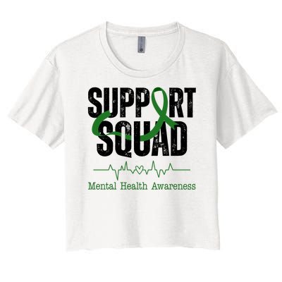 Support Squad Mental Health Awareness Heartbeat Ribbon Women's Crop Top Tee