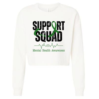 Support Squad Mental Health Awareness Heartbeat Ribbon Cropped Pullover Crew