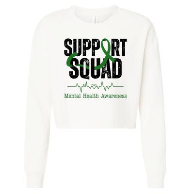 Support Squad Mental Health Awareness Heartbeat Ribbon Cropped Pullover Crew